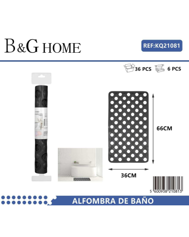 Αντιολισθητικό πατάκι μπάνιου - 6C - 36x66cm - Black