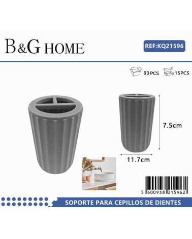 Θήκες οδοντόβουρτσας πλαστικές σε σετ 5Χ - Grey