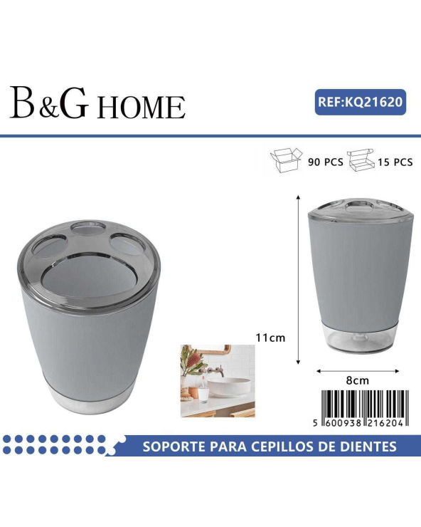 Θήκες οδοντόβουρτσας πλαστικές σε σετ 5Χ - Grey