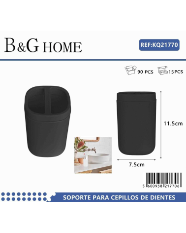 Θήκες οδοντόβουρτσας πλαστικές σε σετ 5Χ - Black