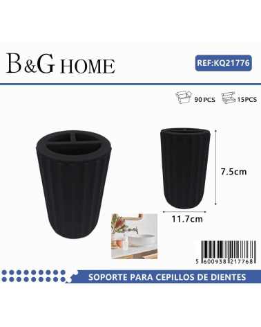 Θήκες οδοντόβουρτσας πλαστικές σε σετ 5Χ - Black