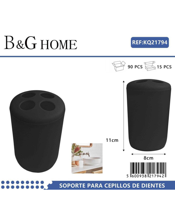 Θήκες οδοντόβουρτσας πλαστικές σε σετ 5Χ - Black