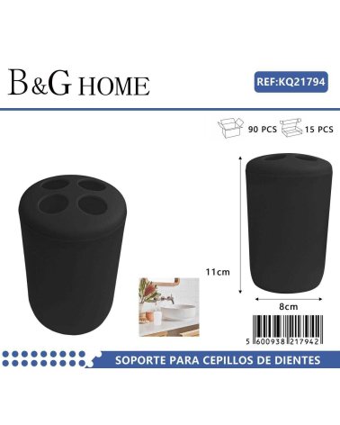 Θήκες οδοντόβουρτσας πλαστικές σε σετ 5Χ - Black