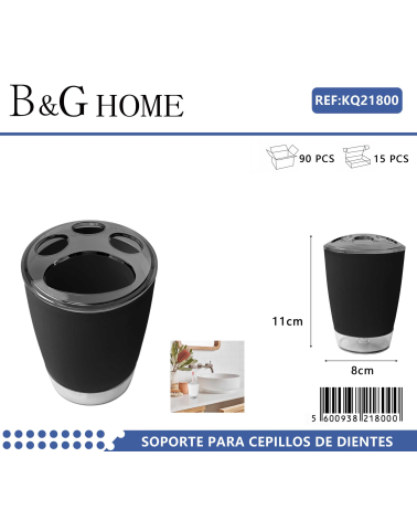 Θήκες οδοντόβουρτσας πλαστικές σε σετ 5Χ - Black