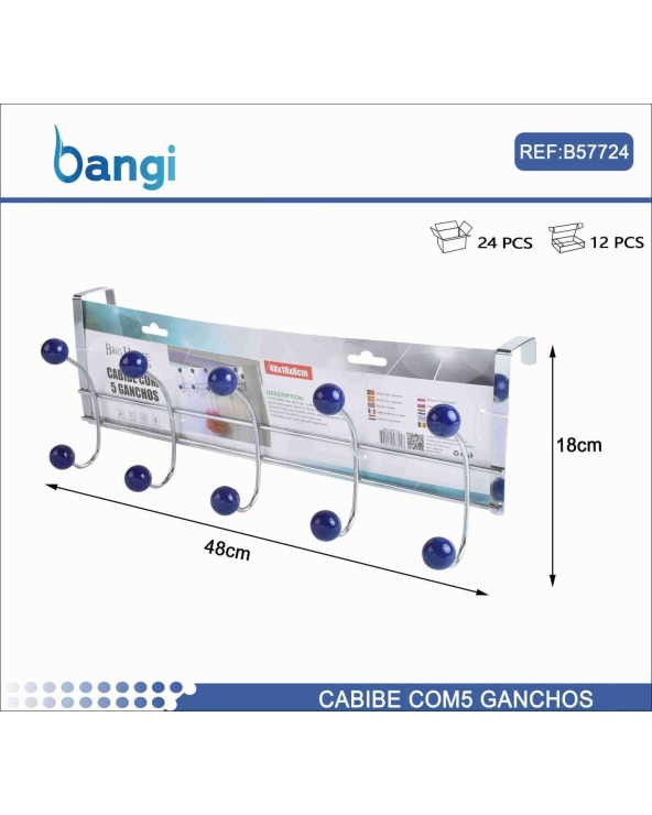 Μεταλλική κρεμάστρα πόρτας 5 θέσεων - OLD-6303