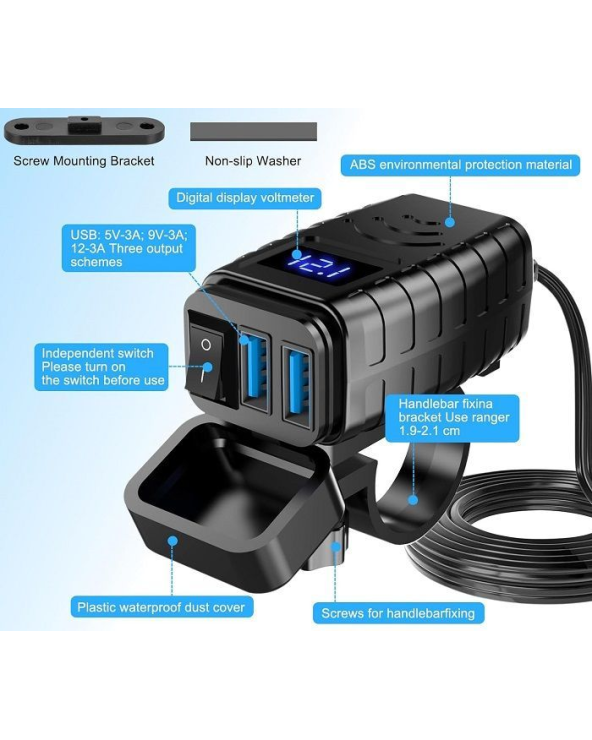 Αντάπτορας φόρτισης μοτοσυκλέτας USB - MQ3103