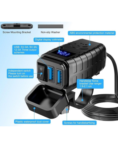 Αντάπτορας φόρτισης μοτοσυκλέτας USB - MQ3103