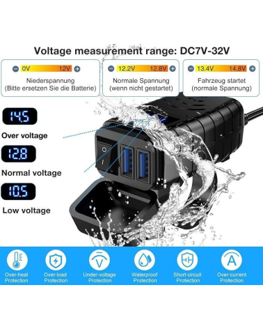 Αντάπτορας φόρτισης μοτοσυκλέτας USB - MQ3103