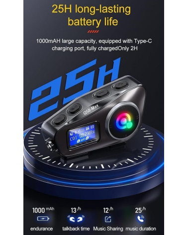 Ασύρματη ενδοεπικοινωνία κράνους μοτοσυκλέτας - Bluetooth - Q58-MAX