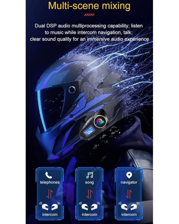 Ασύρματη ενδοεπικοινωνία κράνους μοτοσυκλέτας - Bluetooth - Q58-MAX