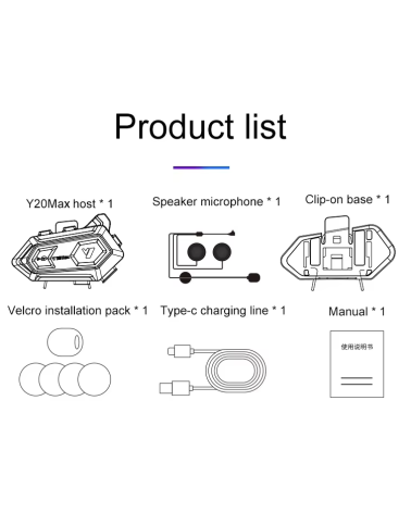 Ασύρματη ενδοεπικοινωνία κράνους μοτοσυκλέτας - Bluetooth - Y20-MAX