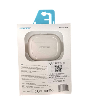 Ασύρματα ακουστικά Bluetooth με θήκη φόρτισης - C6 - Fineblue - 701458 - White