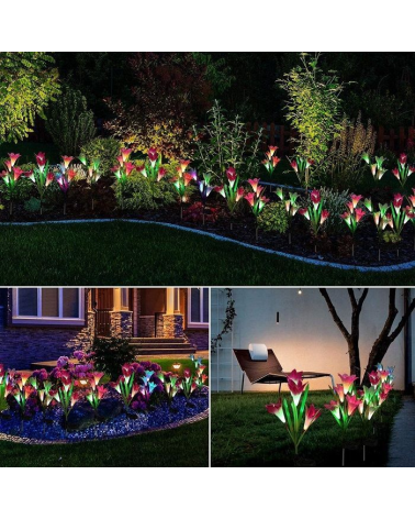 Φωτιζόμενα διακοσμητικά λουλούδια LED με ηλιακό πάνελ - 2pcs - 150272 - Purple