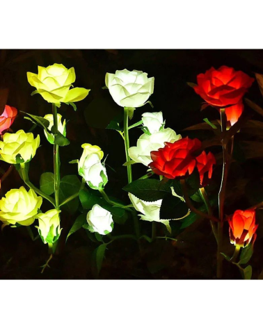 Φωτιζόμενα διακοσμητικά λουλούδια LED με ηλιακό πάνελ - 2pcs - 150289 - Red