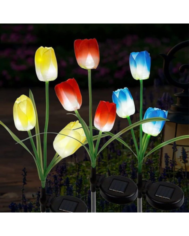 Φωτιζόμενα διακοσμητικά λουλούδια LED με ηλιακό πάνελ - 2pcs - 150296 - Blue