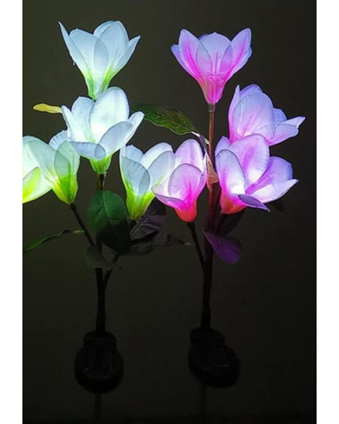 Φωτιζόμενα διακοσμητικά λουλούδια LED με ηλιακό πάνελ - 2pcs - 150357 - Pink