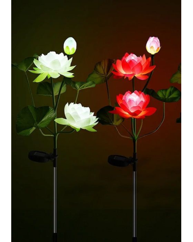 Φωτιζόμενα διακοσμητικά λουλούδια LED με ηλιακό πάνελ - 2pcs - 150371 - Pink