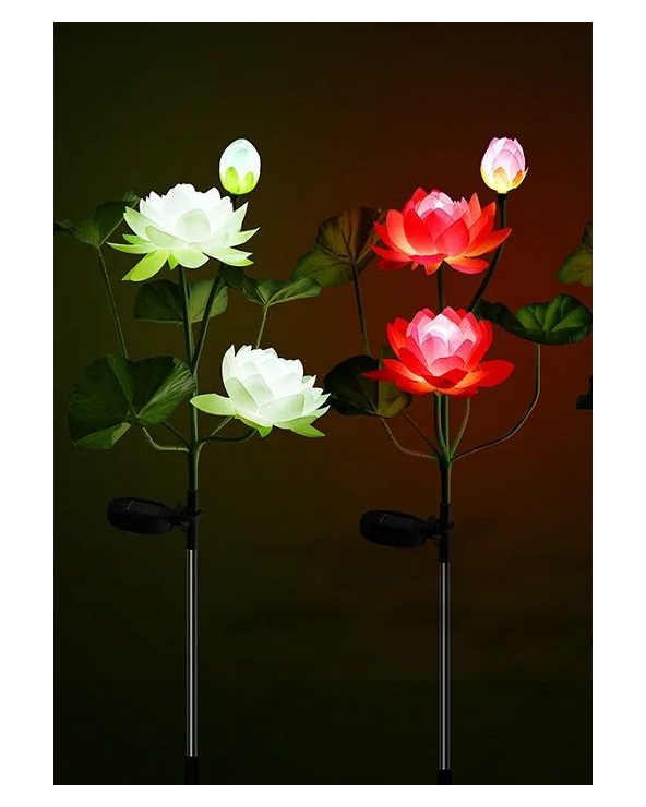 Φωτιζόμενα διακοσμητικά λουλούδια LED με ηλιακό πάνελ - 2pcs - 150371 - White