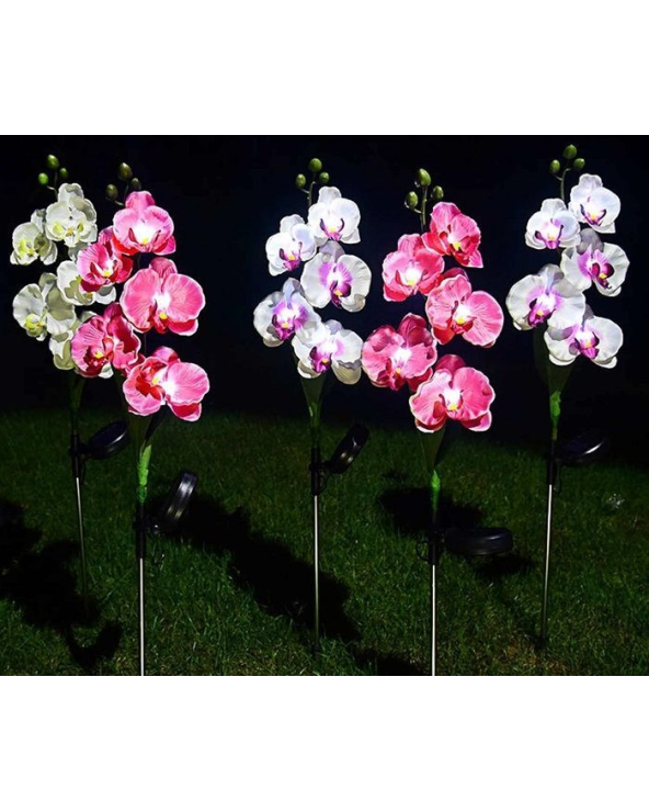 Φωτιζόμενα διακοσμητικά λουλούδια LED με ηλιακό πάνελ - 2pcs - 150388 - White