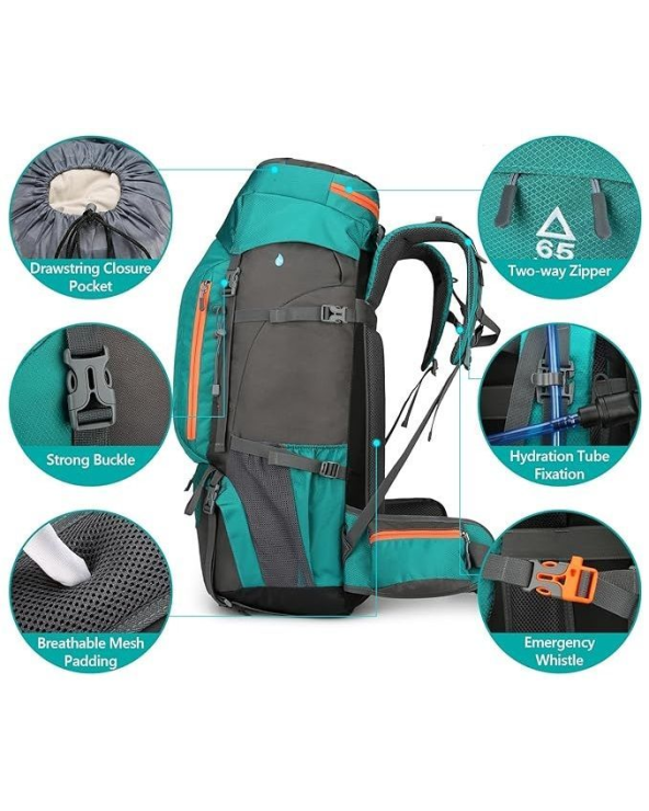 Σακίδιο πλάτης ορειβατικό - H2401 - 65L+5L - 251593 - Green