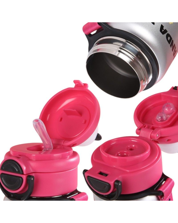 Παιδικό παγούρι-θερμός Panda με καλαμάκι - 500ml - 722344 - Black