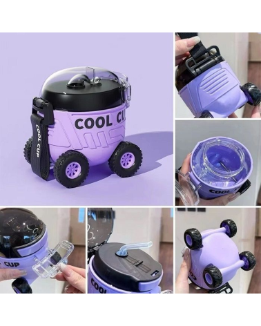 Παιδικό παγούρι πλαστικό - Αυτοκινητάκι - 600ml - 722399 - Pink