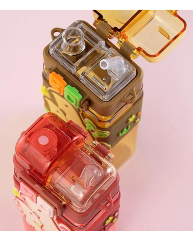 Παιδικό παγούρι πλαστικό με καλαμάκι - 650ml - 722474 - Pink