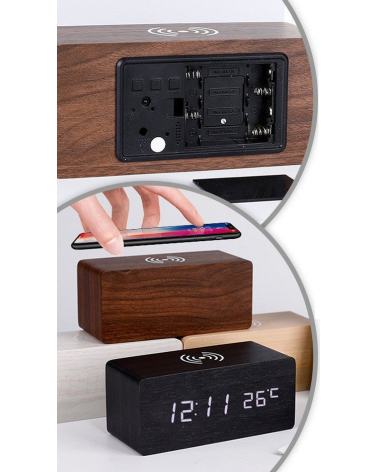 Ψηφιακό ρολόι - Ξυπνητήρι με βάση ασύρματης φόρτισης smartphone - ET025-MINI - 909467 - White