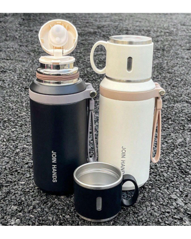 Φορητό παγούρι-θερμός με κούπα - 650ml - 954149 - White