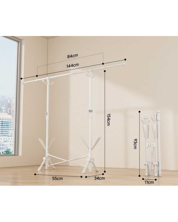 Πτυσσόμενη κρεμάστρα δαπέδου & απλώστρα ρούχων - DG202503 - 282197 - Black