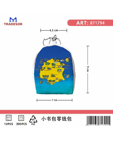 Πορτοφόλι Souvenir μπρελόκ mini - Σετ 10pcs - PVC - Thassos - 7*9*4.5cm