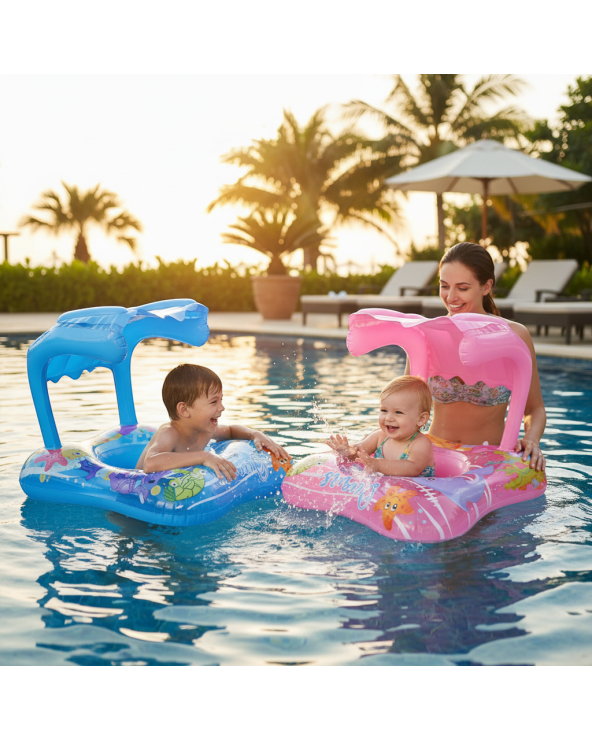 Παιδικό φουσκωτό σωσίβιο με κάθισμα & σκέπαστρο