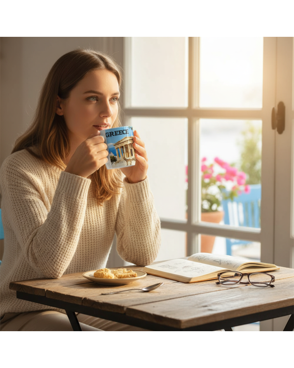 Σετ κεραμική κούπα Souvenir με κουτάλι - Greece