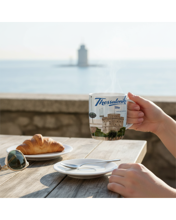 Σετ κεραμική κούπα Souvenir με κουτάλι - Thessaloniki