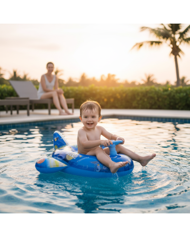 Παιδικό φουσκωτό σωσίβιο με τιμόνι και κάθισμα - 155006 - Blue