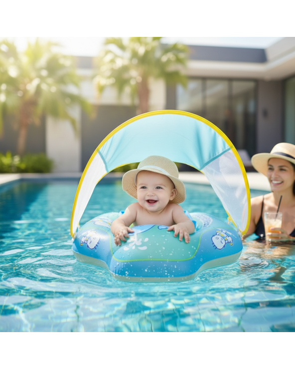 Παιδικό φουσκωτό σωσίβιο με κάθισμα & σκέπαστρο - 155008 - Blue