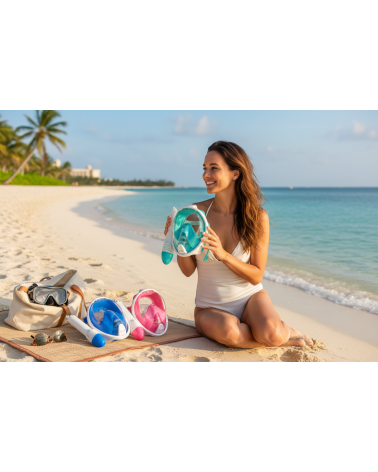 Μάσκα θαλάσσης Full Face με αναπνευστήρα - F-201 - 117405 - Black