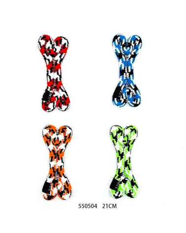 Παιχνίδι σκύλου κόκκαλο από σχοινί - 21cm - 12pcs