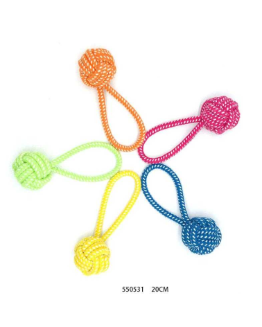 Παιχνίδι σκύλου σχοινί με μπάλα - 20cm - 12pcs