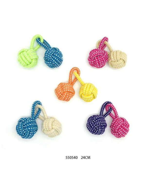Παιχνίδι σκύλου σχοινί με μπάλες - 24cm - 12pcs