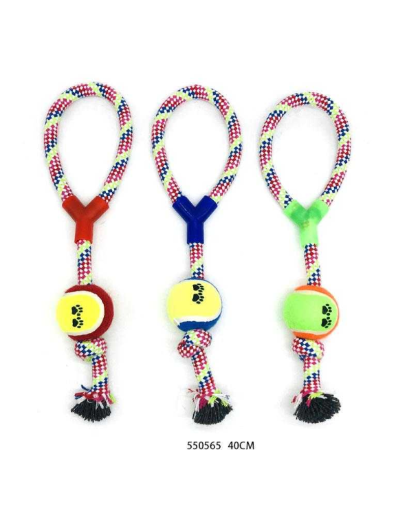 Παιχνίδι σκύλου σχοινί με μπάλα - 40cm - 12pcs