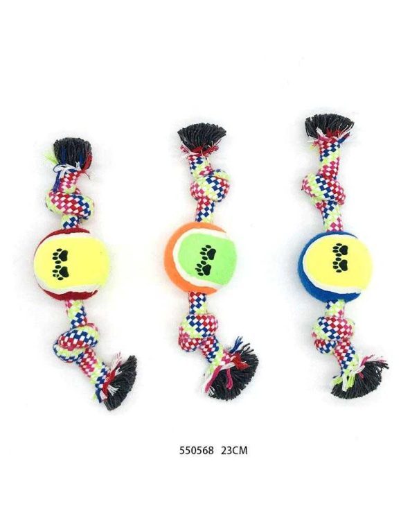 Παιχνίδι σκύλου σχοινί με μπάλα - 23cm - 12pcs - 550568