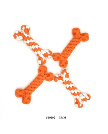 Παιχνίδι σκύλου κόκκαλο από σχοινί - 15cm - 12pcs