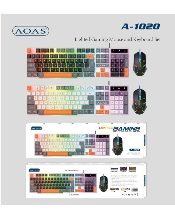 Σετ ενσύρματο πληκτρολόγιο & ποντίκι Gaming - A1020 - 655560 - White