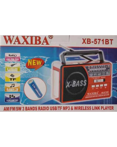 Επαναφορτιζόμενο ραδιόφωνο - XB-571BT - Waxiba - 005718 - Black