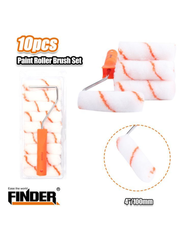 Σετ ρολό βαψίματος με ανταλλακτικά - 4″ - 10pcs - Finder