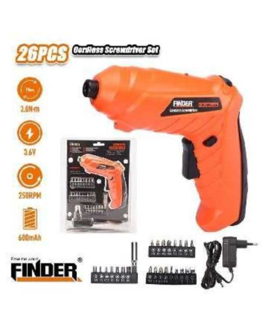 Επαναφορτιζόμενο κατσαβίδι - 26pcs - 3.6V - Finder