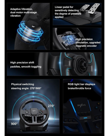 Σετ τιμονιέρα gaming με πετάλια - PXN-V900