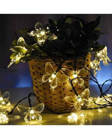 Ηλιακή γιρλάντα φωτισμού LED - Πεταλούδα - 5m+1m - 20D - 152837 - Warm White