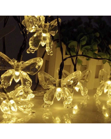 Ηλιακή γιρλάντα φωτισμού LED - Πεταλούδα - 5m+1m - 20D - 152837 - Warm White